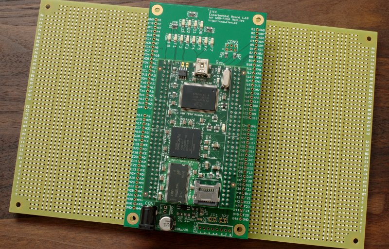 Spartan 6 USB-FPGA-Modul 1.11 mit Analog-Experimentierboard und zwei Erweiterungsboards