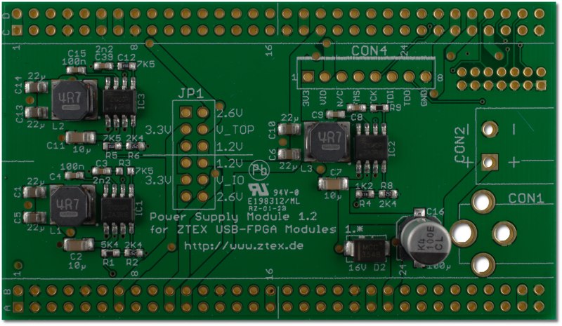 Oberseite des Stromversorgungs-Modul 1.2 für USB-FPGA Boards